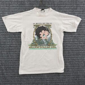 Vintage 90s Diamond Dust Betty Boop T-Shirt Mens M White Million Dollar Girl